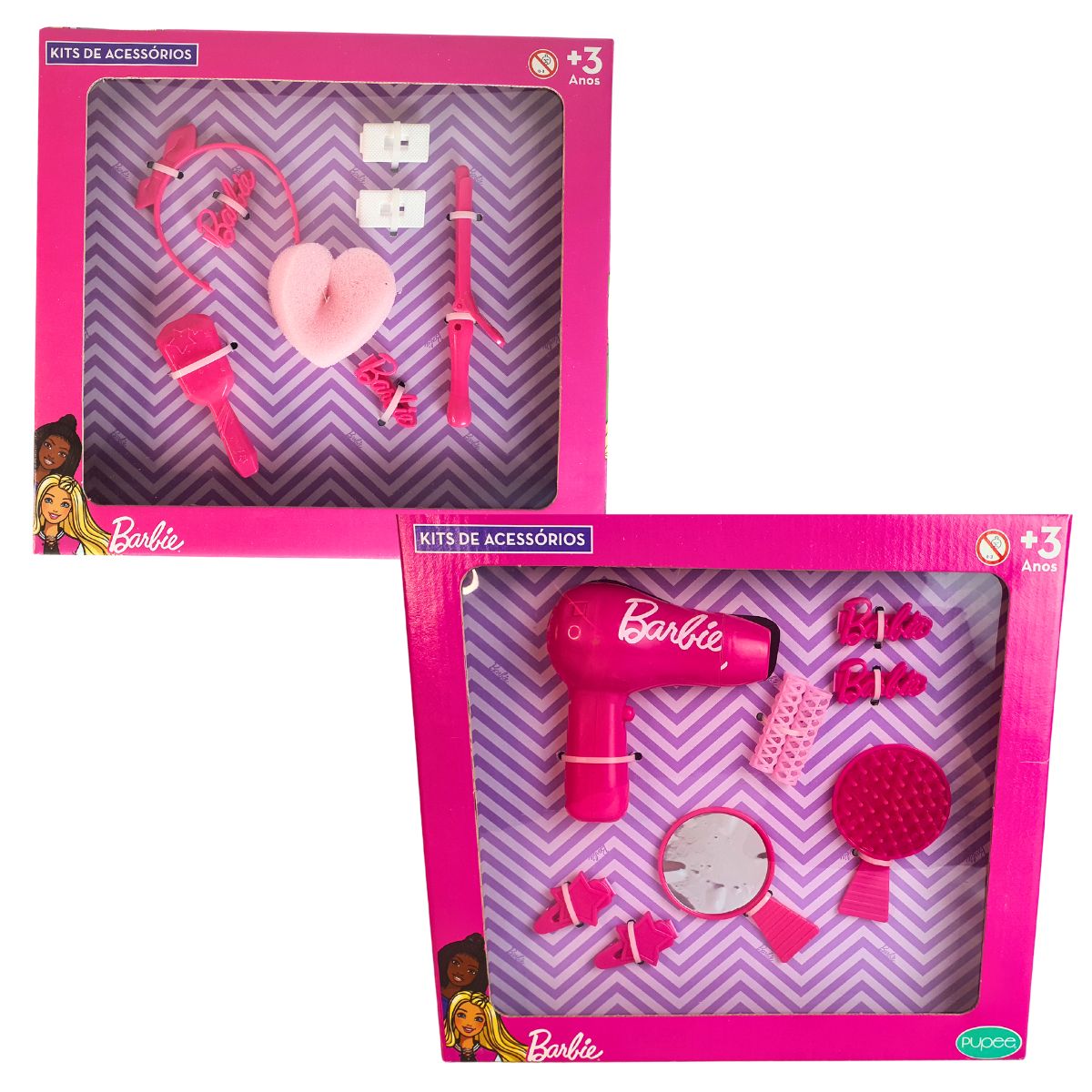 Kit 2 Acessórios Barbie Secador / Cacheador Cabelos - Pupee Kit 2 Acessórios Barbie Secador / Cacheador Cabelos - Pupee